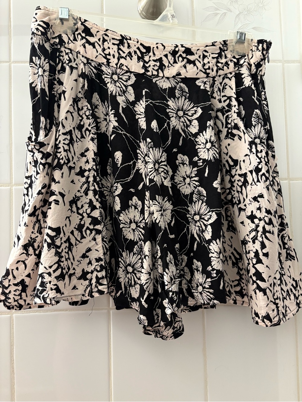 Free People Black and White Floral Shorts